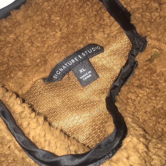 Fleece Oblique Button Neck Splice Sweater Size XL - Picture 11 of 14